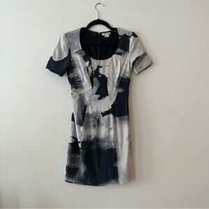 Helmut Lang Abstract Print Silk Dress